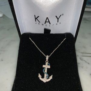 Sterling Silver and Diamond Anchor Necklace